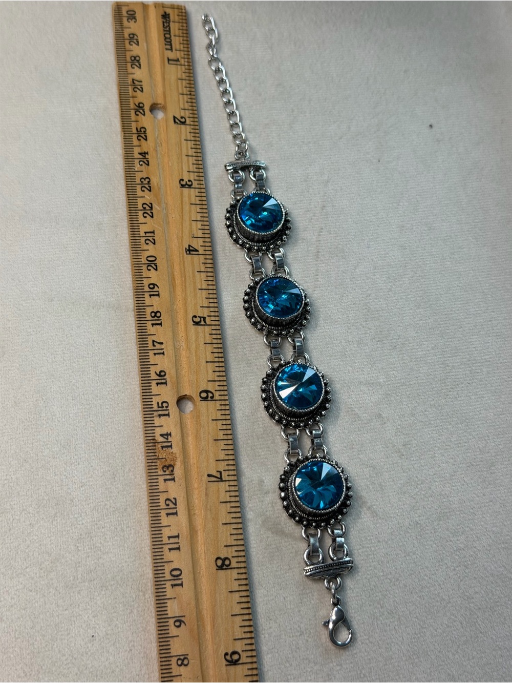 Blue Crystal Round Link Bracelet - Women Jewelry - Picture 8 of 8